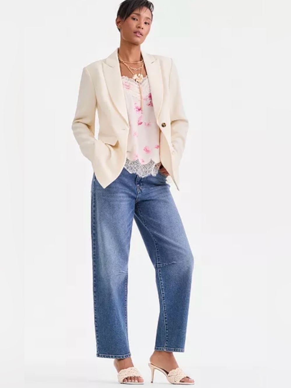 I.N.C. International Concepts Women's Oversized One-Button Blazer